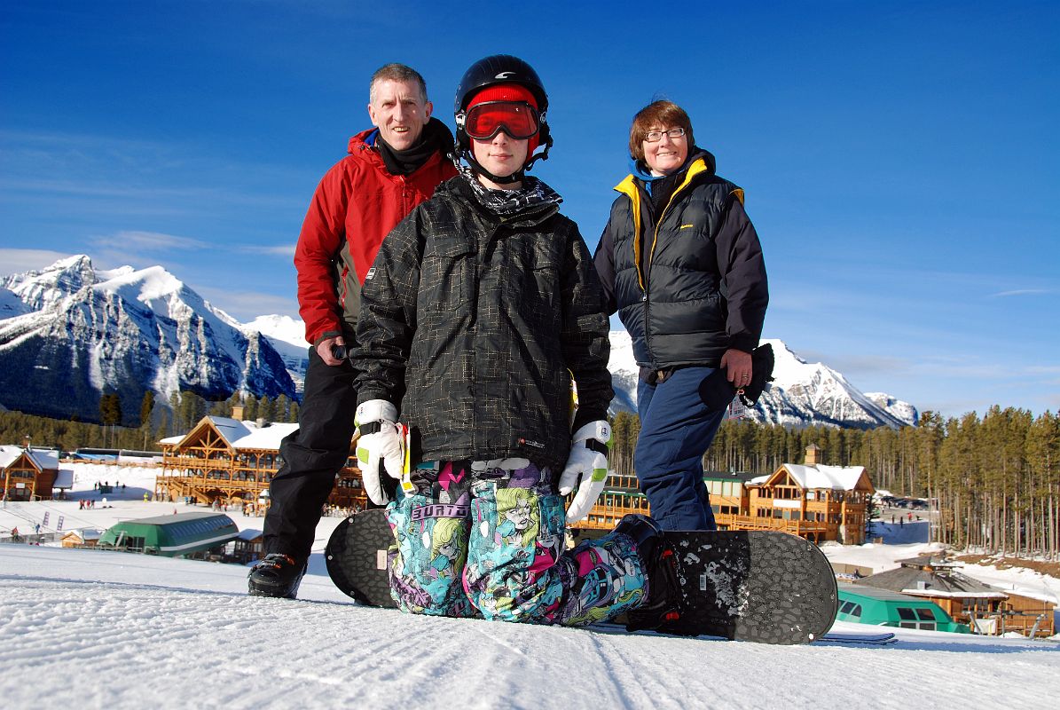 18 Jerome Ryan, Peter Ryan, Charlotte Ryan With Lake Louise Ski Lodge Behind